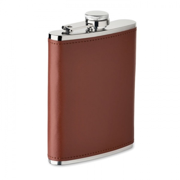 Ploskačka (200 ml) s PU obalom, Brown