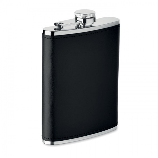 Ploskačka (200 ml) s PU obalom, Black