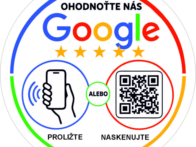 Samolepka Ohodnoťte nás na Google – dizajn Google 02 s QR a NFC