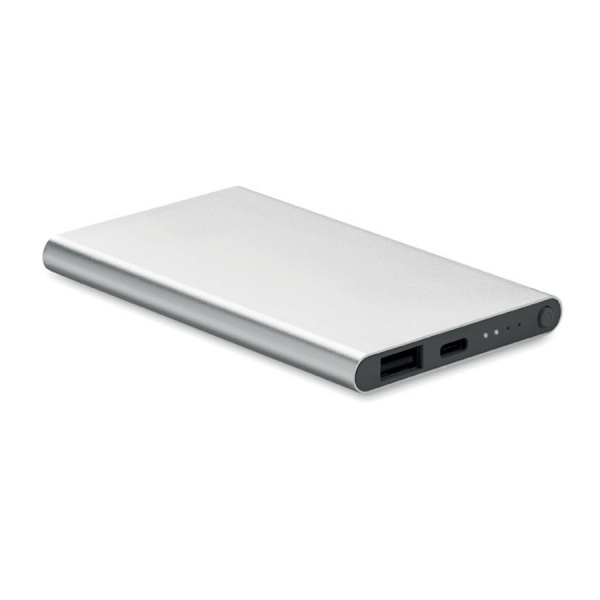 Hliníková powerbanka 4000 mAh, Dull silver – P461.942