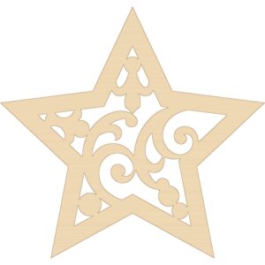 Drevená vianočná ozdoba – Ornamentálna hviezda, katalógové číslo VO-073