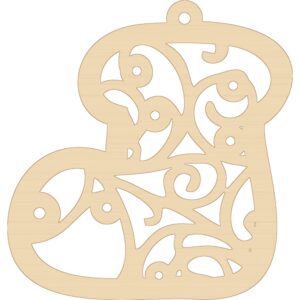 Drevená vianočná ozdoba – Ornamentálna ponožka, katalógové číslo VO-078
